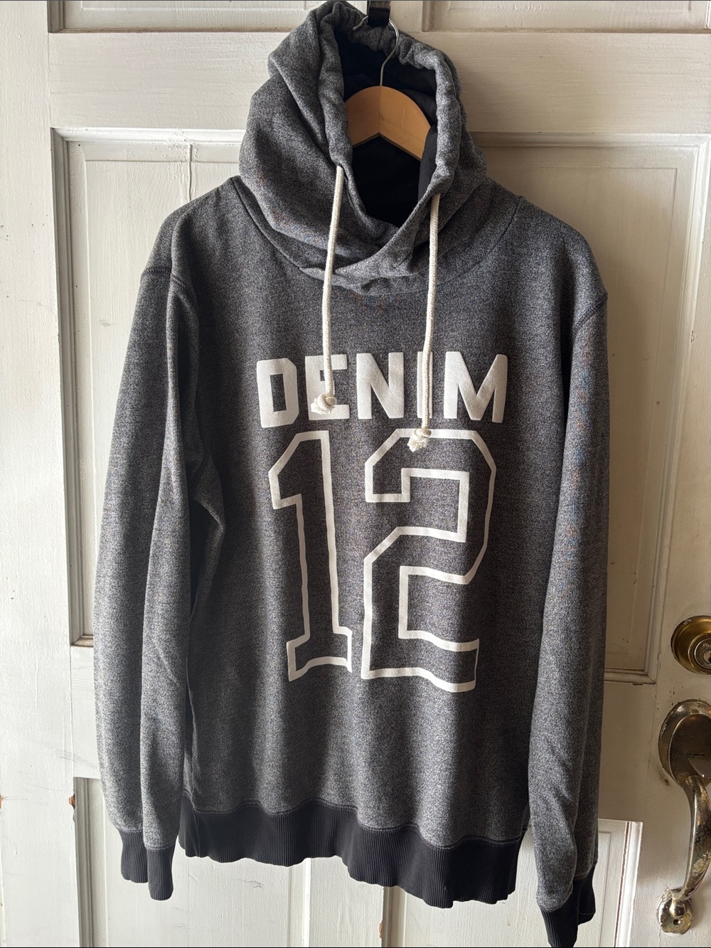 Men's Gray 'DENIM 12' Pullover Hoodie Sweatshirt